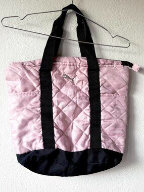 PUMA pink quilted satin tote bag